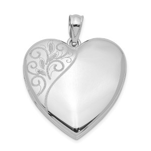 Black Bow Jewelry Sterling Silver 24mm Swirl Accent Heart Locket - 1 of 4