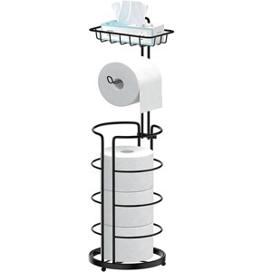 Tissue Paper Roll Stand, Bathroom Toilet Paper Storage Holder, Floor Standing Toilet Paper Dispenser - 1 of 4