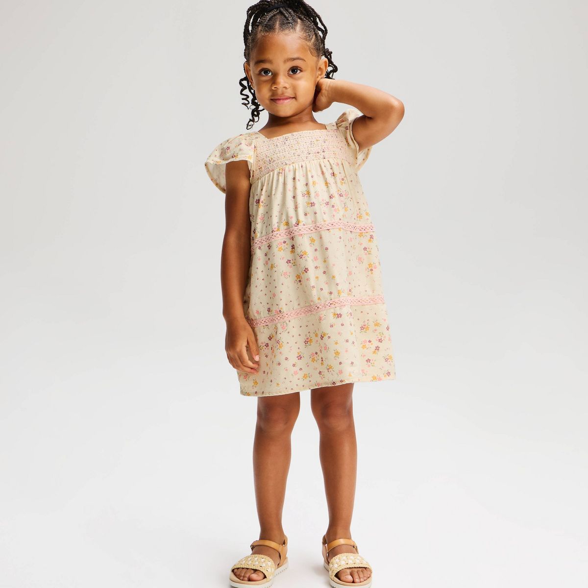 Toddler Girls' Floral Smocked Short Sleeve Dress - Cat & Jack™