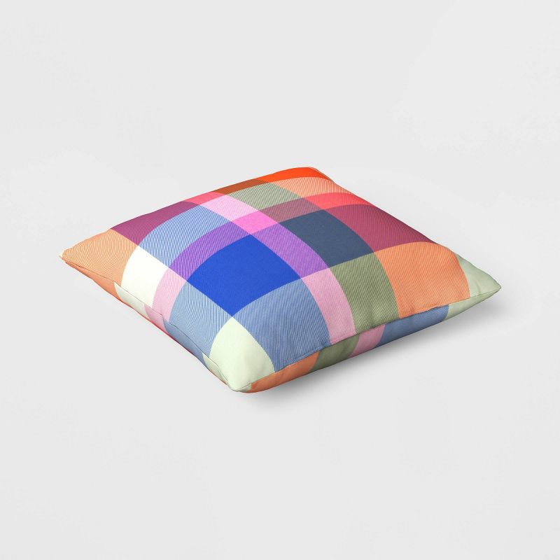 18&#34;x18&#34; Bold Plaid Square Outdoor Throw Pillow Multicolor - Threshold&#8482;, 4 of 6