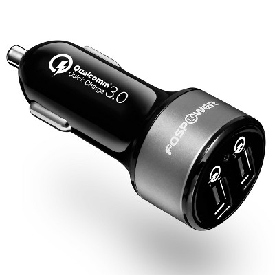 FosPower QC 3.0 USB Car Charger For iPhone 16 Pro Max Plus, 36W USB Car Adapter, Dual Port Quick Charge Fast Port For iPhone 15 14, [UL Listed]