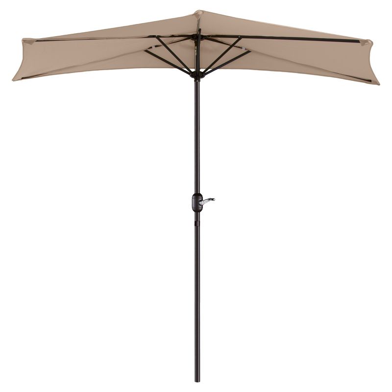 Half Round Patio Umbrella with Easy Crank – Compact 9ft Semicircle Outdoor Shade Canopy for Balcony, Porch, or Deck by Nature Spring (Beige), 5 of 8