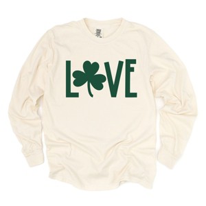 Simply Sage Market Love Clover Puff  Garment Dyed Long Sleeve - 1 of 4