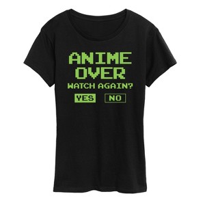 Women's Instant Message Anime Over Yes No Short Sleeve Graphic T-Shirt - Black - 2 X-Large - 1 of 4