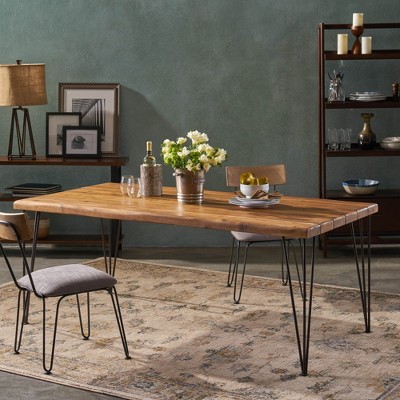 Chic Crate-Industrial Wood & Metal Rectangular Dining Table – Farmhouse Style for Kitchen, Dining Room, Black