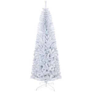TopComfy Christmas Tree Stand Slim Pencil Artificial Tree with Realistic Branch Tips, White, 29.5"*29.5"*82.7" - 1 of 4
