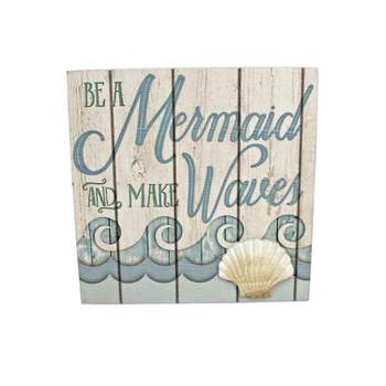 Beachcombers Mermaid Make Waves Box Coastal Plaque Sign Wall Hanging Decor Decoration For The Beach 5.91 x 1.77 x 5.91 Inches.