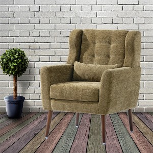 Lyngins Chenille Accent Chairs with Pillow and Solid Wood Legs,Upholstered Arm Chairs for Living Room,Bedroom - 1 of 4