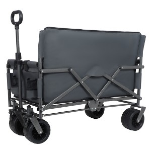 NAYSAYE Wagon Convertible Folding Utility Cart with Bench and All Terrain Wheels for Outdoor Adventures, Gray, 37"*24.02"*40.94" - 1 of 4