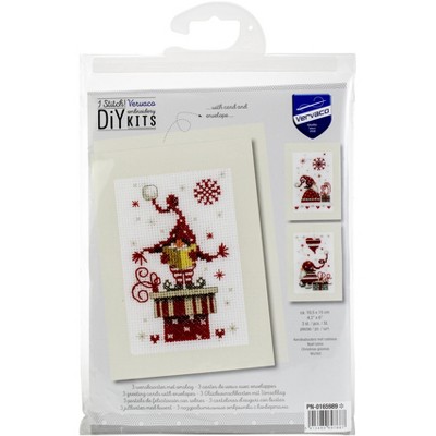 Vervaco Greeting Card Counted Cross Stitch Kit 4.25"X6" 3/Pk-Christmas Gnomes (14 Count)