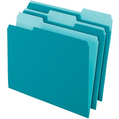 Pendaflex Two-Tone File Folder, Letter Size, 1/3 Cut Tabs, Teal, Pack of 100