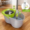 Small Spin Mop and Bucket Set with Wringer - 3 Mop Pads & 50.4" Handle, Compact Floor Cleaning System for Hard Surfaces - 2 of 4