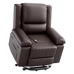 Power Lift Recliner Chair with Heat & Massage - Electric PU Leather Recliner for Elderly, Remote Control, 2 Side Pockets - Power Rising Recliner Sofa - 1 of 4