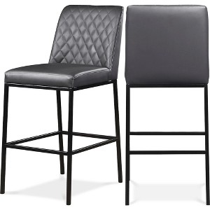 Meridian Furniture,Bryce Grey Vegan Leather Stool, Set of 2 - 1 of 4