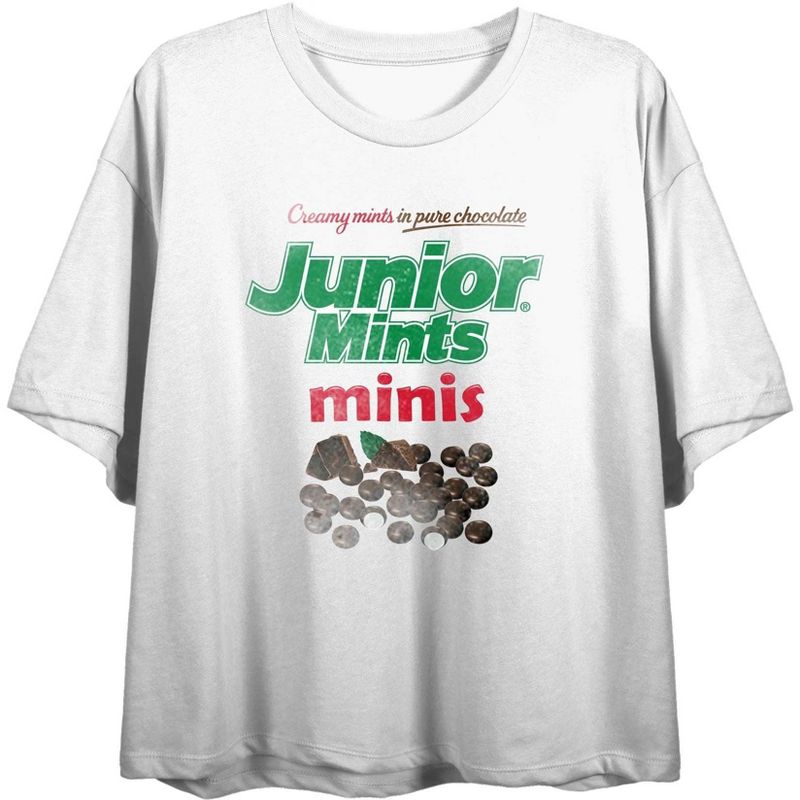 Junior Mints Minis Logo Women's White Cropped Tee, 1 of 2