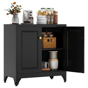 ZACHVO 33-Inch H 2 Doors Black Metal Sideboard Cabinet with Adjustable Shelf,for Kitchen, Living Room, or Office - 1 of 4