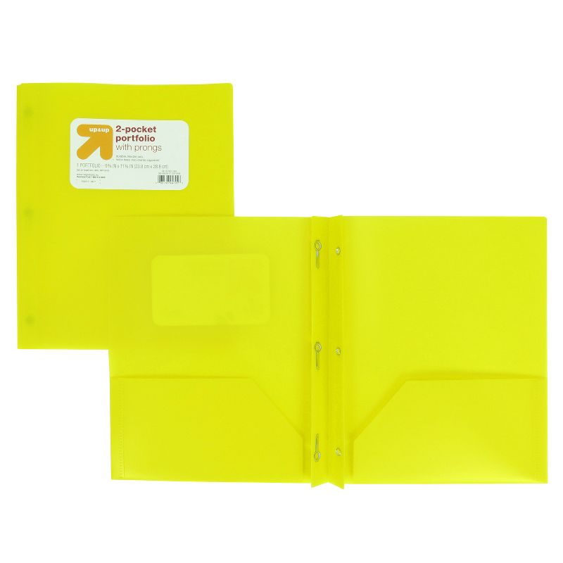 2 Pocket Plastic Folder with Prongs - up & up™, 3 of 8