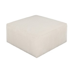 Vynxaria Modern Corduroy Square Ottoman with Dense Foam Padding and Pocket Coil Springs,Beige - 1 of 4