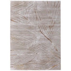 Waldor Modern Abstract Taupe/Brown/Silver Area Rug - 1 of 4