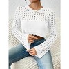Coolmee Women's Crochet Crop Top Sexy Long Sleeve See Through Hollow Out Short Knitwear - 2 of 4