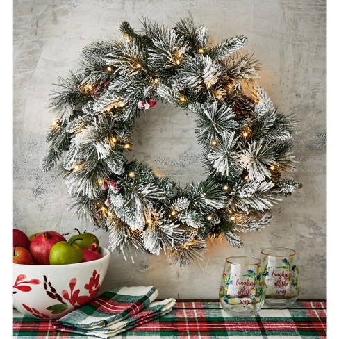 Christmas Wreath Artificial White Snowy Indoor Wreath Decor Party