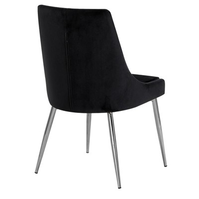Karina Black Velvet Upholstered Side Chair with Chrome Legs