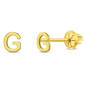 Girls' Itsy Bitsy Initial Letter Screw Back 14k Gold Earrings - In Season Jewelry - 1 of 4