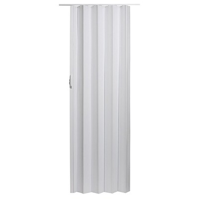 LTL Home Products Via 36" x 80" Vinyl PVC Panel Single Folding Door with Flexible Hinges for Home and Office Interiors, White