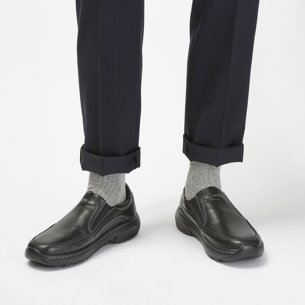 Clarks Mens Clarks Pro Step Black Leather Shoes - thumbnail 2