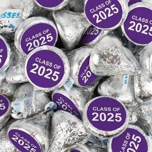 85 pcs Purple Graduation Candy Hershey's Kisses Chocolate Class of 2025 Party Favors (13.6oz, Approx. 85 pcs)  - By Just Candy - 1 of 4