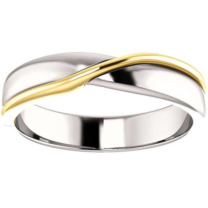 Pompeii3 5mm 14k White & Yellow Gold Polished Comfort Fit Two Tone Wedding Band, 1 of 4