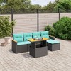 vidaXL 6 Piece Patio Sofa Set with Cushions - Black - 2 of 4