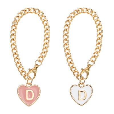 Unique Bargains Letter Heart Shape Identification Accessories Pink & White 2 Pcs
