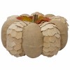 Northlight Autumn Harvest Burlap and Wood Pumpkin Decoration - 9" - Tan - 4 of 4