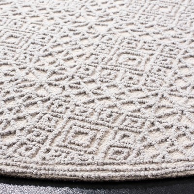 Elegant Gray Hand-Tufted Wool 6' Round Area Rug