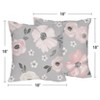 Sweet Jojo Designs Set of 2 Decorative Accent Kids' Throw Pillows 18in. Watercolor Floral Grey and Pink - 3 of 4