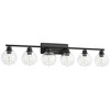 POWLIG 42.12" Black Bathroom Vanity Light - Modern 6-Light Dimmable Fixture with Clear Glass Shades for Powder Room, Makeup Vanity - 3 of 4