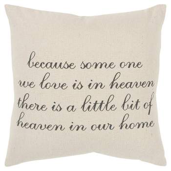 20"x20" Oversize 'Heaven in Our Home' Quote Poly Filled Square Throw Pillow Neutral - Rizzy Home