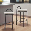 HomeRoots Set of Two 26" Beige and Black Chenille and Steel Low Back Counter Height Bar Chairs - 2 of 4