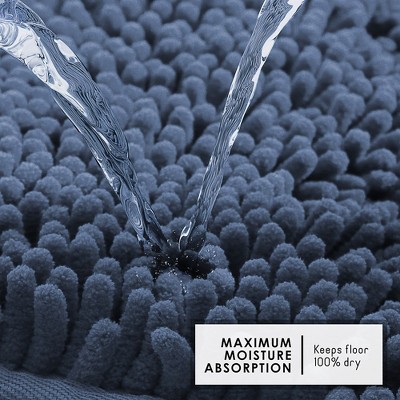 Navy Blue Chenille Non-Slip Bathroom Rug 26" x 44"