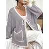 Women's Plus Size Cardigan Sweater Long Sleeve Knit Open Front Cover Up Casual Tops with Side Pockets - 2 of 4
