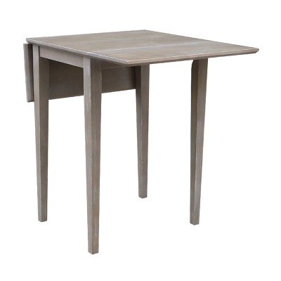 Elegant Washed Gray Taupe Solid Wood Extendable Dropleaf Dining Table
