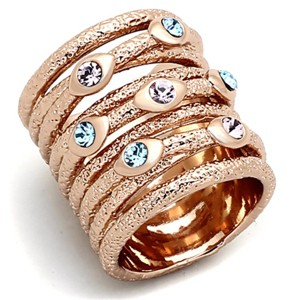 Slickblue Rose Gold Women's Ring with Clear & Multi-Color Synthetic Crystals, Rhinestones, Galvanic Plated, Size 5-9 - 1 of 3