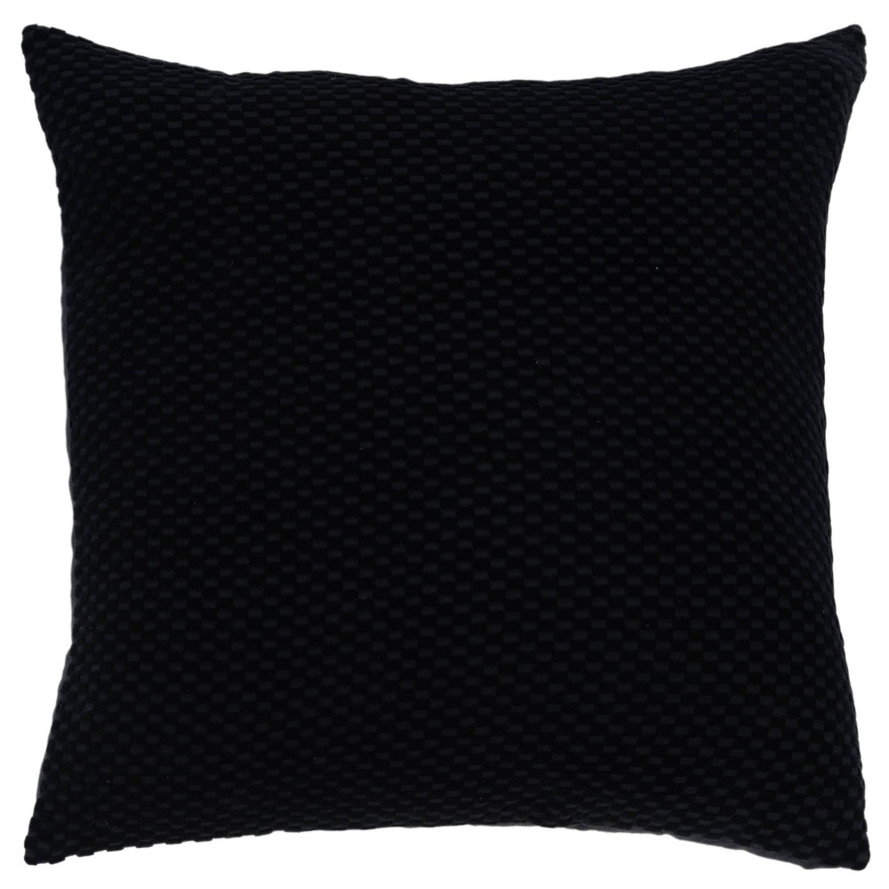 Photos - Pillowcase 20"x20" Oversize Solid Square Throw Pillow Cover Black - Rizzy Home