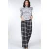 Slickblue Women's High Waist Plaid Print Pants, Wide Leg, Flowy Fit Trousers, Office Style, Black/Off White, Size S-L - 2 of 4