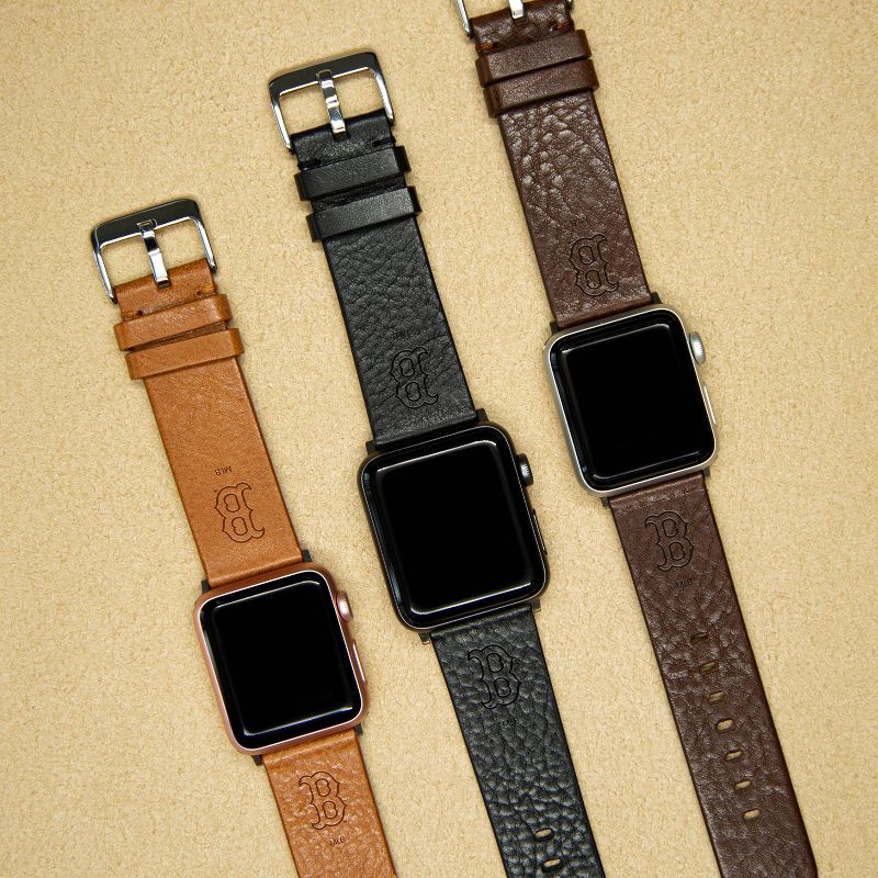 MLB Boston Red Sox Apple Watch Compatible Leather Band - Brown, 3 of 4