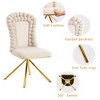 Lyngins Set of 2 Velvet Accent Chair with Gold X-Shaped Legs & Ball-Shaped Curved Back, 360° Swivel Dining Chair/Vanity Chair for Living Room - 3 of 4