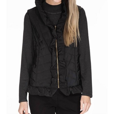 Women's Ruffle Trim Quilted Nylon Vest - Multiples