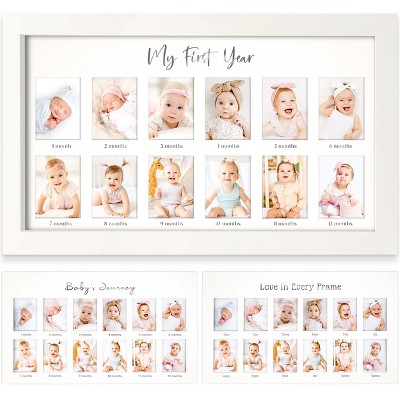 Nova Baby's First Year Photo Frame, 12 Months Newborn Baby Picture Frame, Monthly Birthday Milestone Collage
