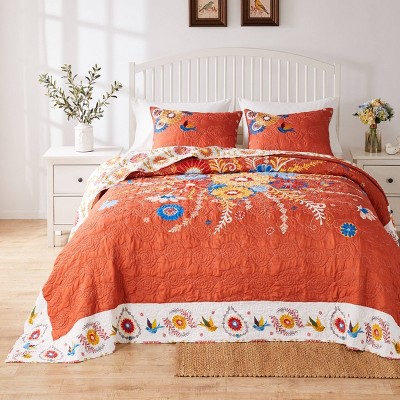 Greenland Home Fashions 3pc Topanga Reversible Cotton Rich Bedspread Set